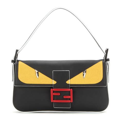 fendi women's messanger black leather bag|Fendi baguette shoulder bag.